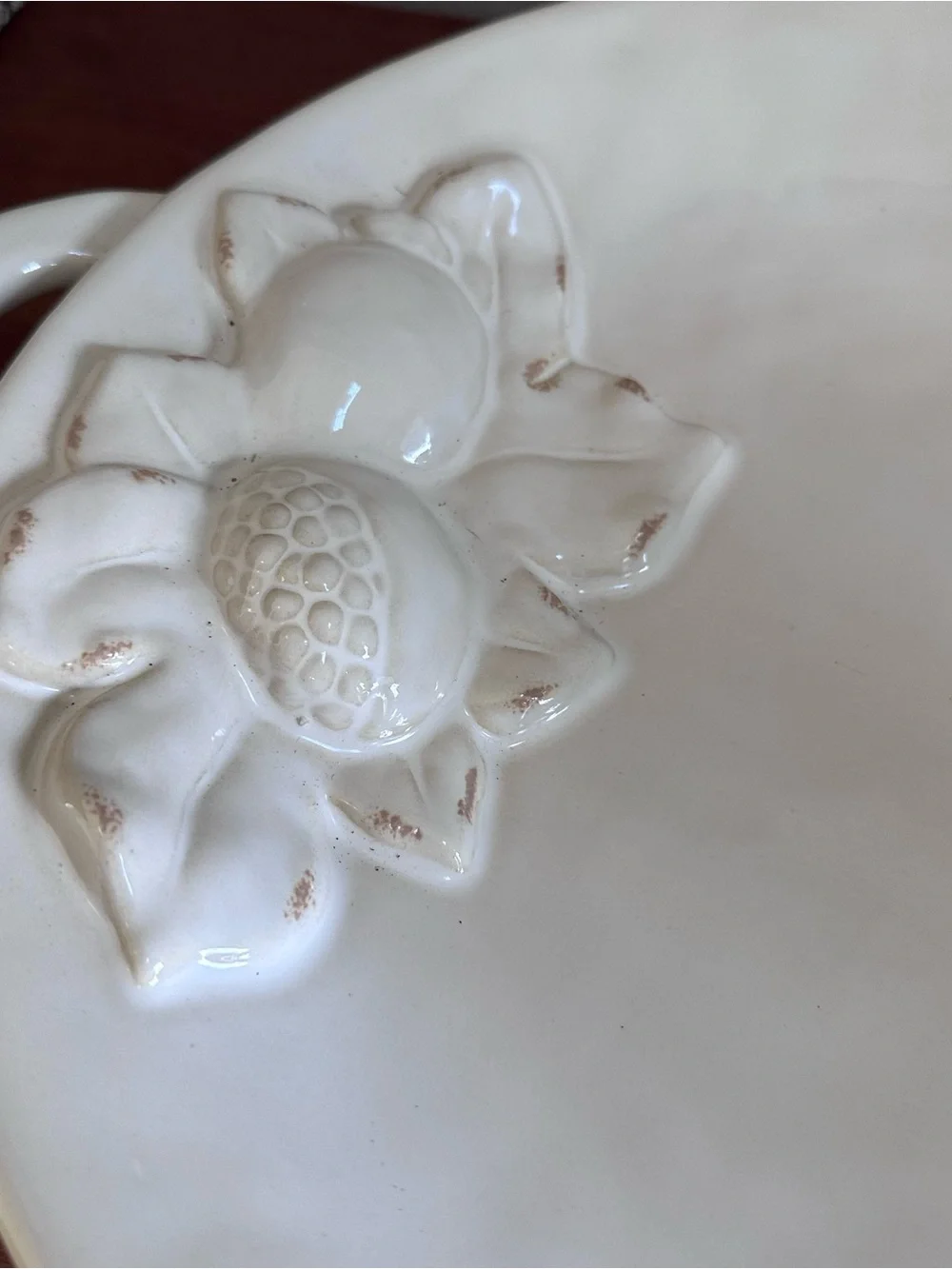 Pottery Barn pomegranate Cream Oval Ceramic Platter vintage RARE